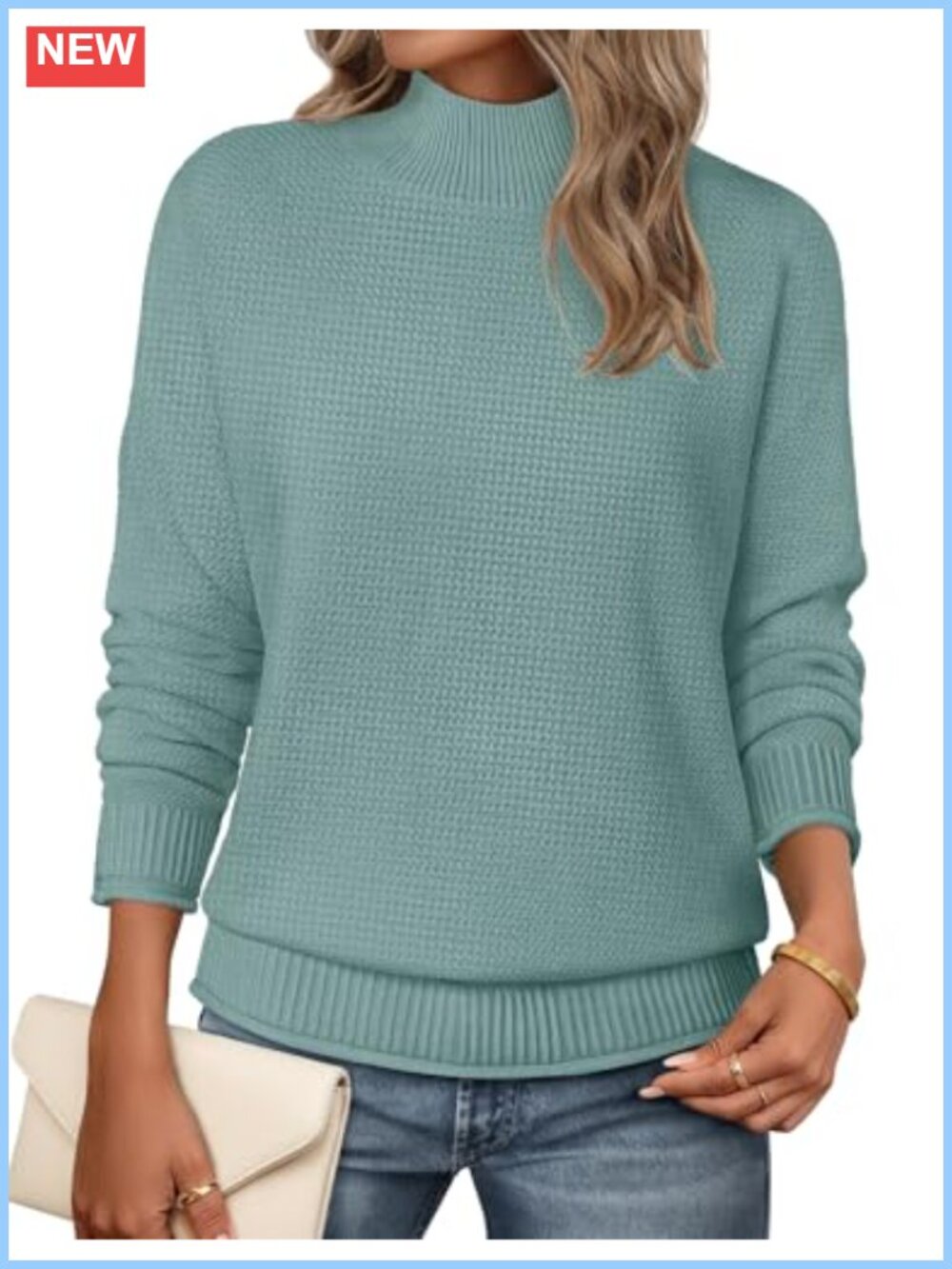 Womens Turtleneck Long Sleeve Cozy Knit Pullover Sweater Loose Fit